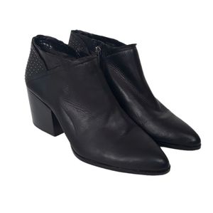 1. State Jelin Ankle Zip Leather Black Studded Booties 8.5
